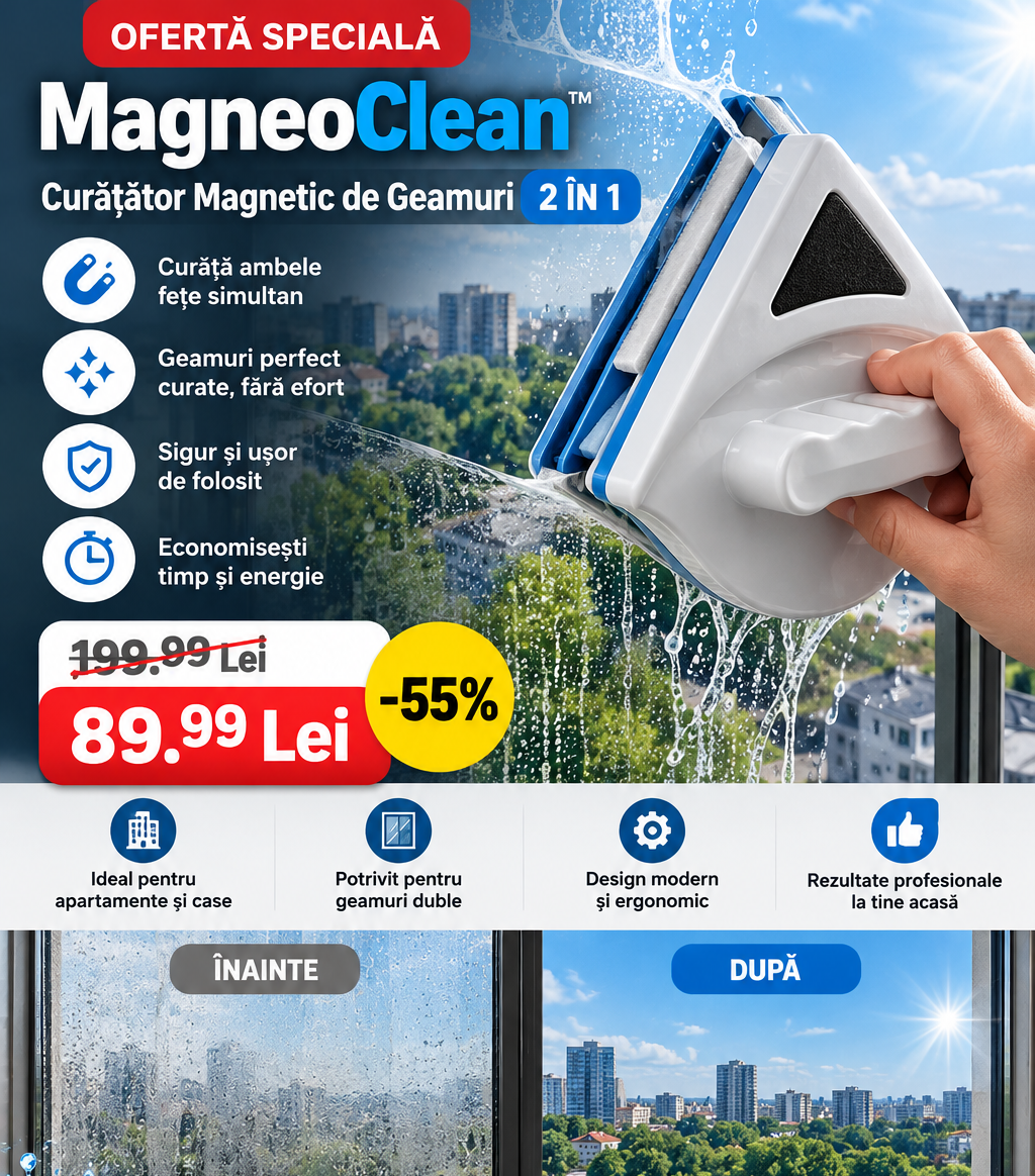 MagneoClean™ – Curățător Magnetic de Geamuri 2 în 1